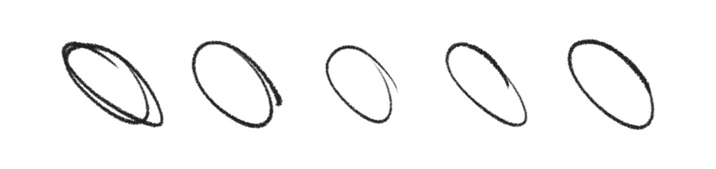 Hand drawn crayon circles set. Brushstroke texture circles. Vector EPS 10