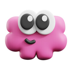 3D Rendered Cute Pink Cloud Character With Big Eyes Isolated