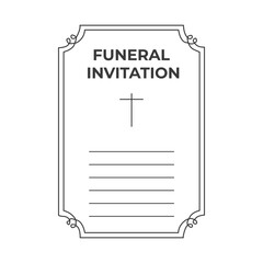 Funeral Invitation Template with Cross Symbol and Lined Space for Details
