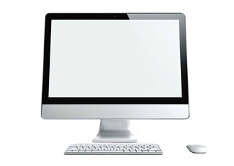 Fototapeta premium Modern desktop computer setup with blank screen on black