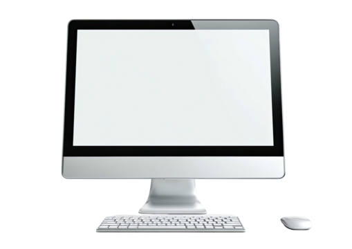 Modern desktop computer setup with blank screen on black