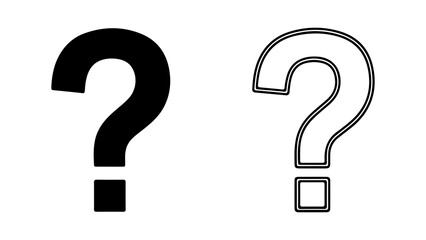 Question marks with outline and solid fill with transparent background