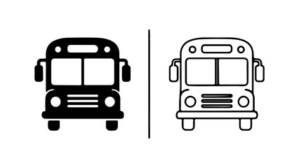 School bus icon set with transparent background