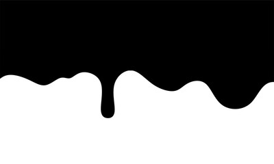 Seamless Dripping Black Liquid Pattern. Melted Paint on White Background