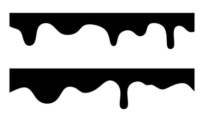 Seamless Dripping Black Liquid Pattern. Melted Paint on White Background