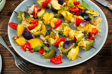 Delicious grilled fish and vegetables.