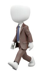 Confident businessman walking forward, wearing sharp brown suit and blue tie