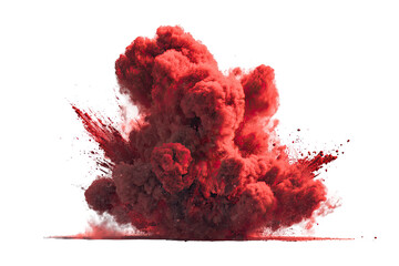 Intense red explosion cloud against black backdrop