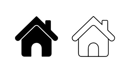 Home icons with outline and solid fill with transparent background