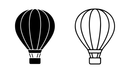 Hot air balloons outline and solid with transparent background © Galih