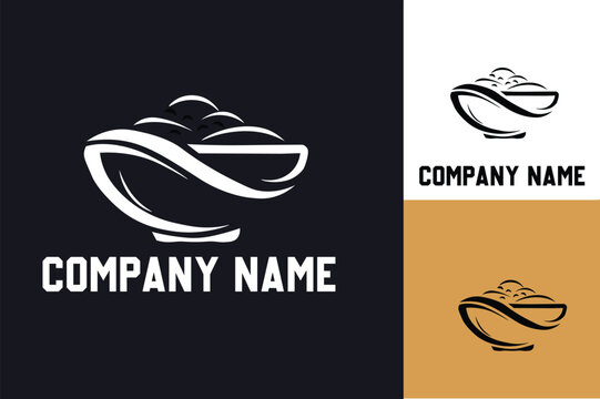 Elegant Bowl Logo Design with Food Ideal for Restaurants and Culinary Businesses.