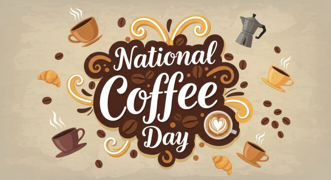 National Coffee Day celebration poster - Powered by Adobe
