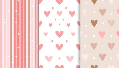 Three vertical swatches showcasing sweet pink and brown themed patterns