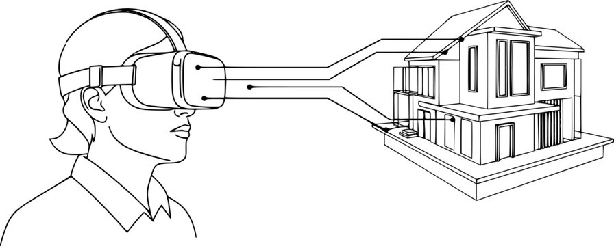 Architect using vr headset experiencing immersive architectural visualization 