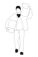 Delivery Guy Carrying Two Large Boxes – Courier Worker Illustration SVG Vector