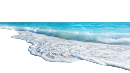 Turquoise ocean waves lapping at a sandy beach