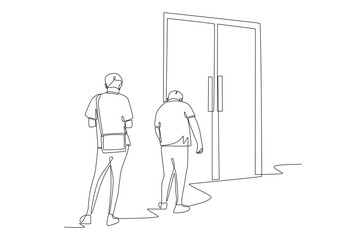 Lines outside of stores concept one-line drawing