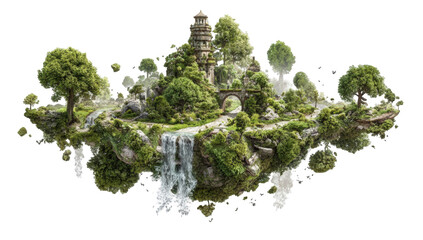 Floating Asian-style island landscape