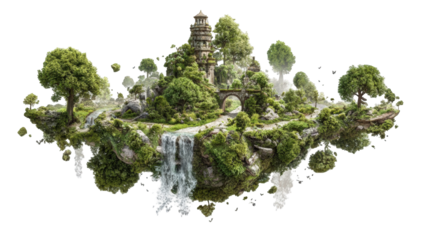 Floating Asian-style island landscape