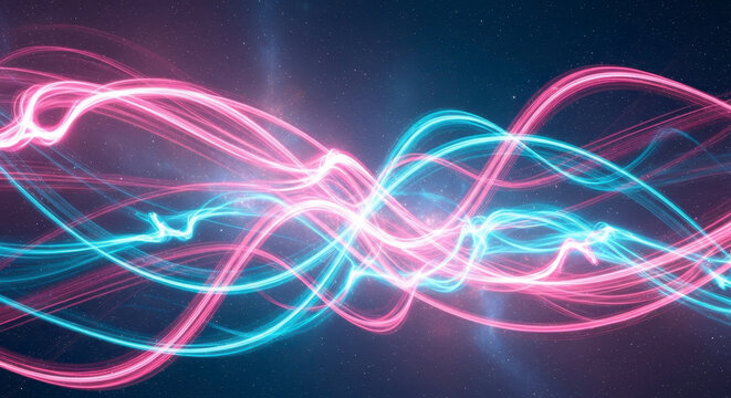 Intertwined Streams of Vibrant Neon Energy Flowing Through Space