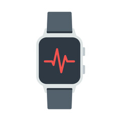 Smartwatch displaying a heart rate monitor, health and fitness tracking.