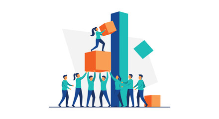 Fototapeta premium Team Collaboration Building Blocks for Success and Growth