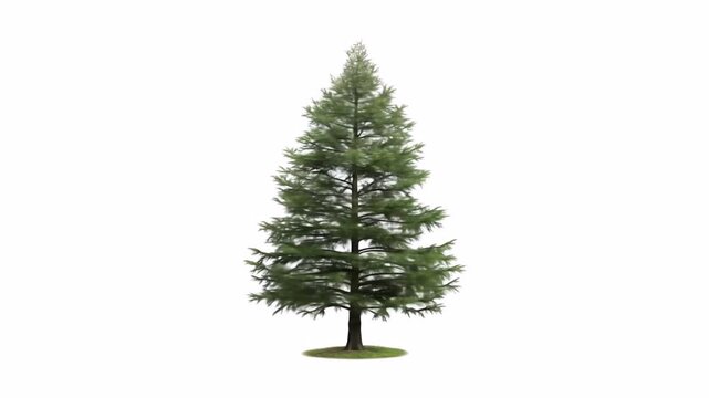 Rotating fir tree isolated on white background. Animation 4k video.