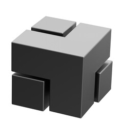 Fototapeta premium Isometric Style Detailed Cubic Puzzle Arrangement of Geometric Shapes Art