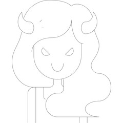Outline Portrait Of A Woman With Wavy Hair And A Smiling Expression On A Transparent Background