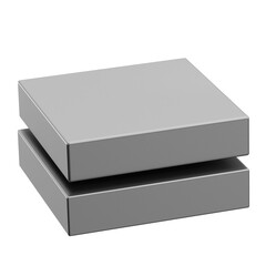 Detailed 3D Render of Two Metallic Silver Squares Stacked Abstract Object