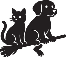 cat_dog_broomstick_vector.eps