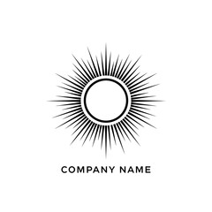 Fototapeta premium Stylized Sunburst Logo Design with Concentric Circle and Radiating Lines.