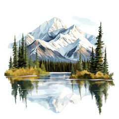 Denali National Park. Denali National Park hand drawn watercolor illustration
