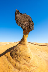 Beautiful Queen's Head of the Yehliu Geopark. Yehliu is a cape in Wanli of New Taipei City, Taiwan.
