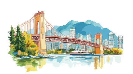 Naklejka premium Vancouver. Vancouver hand drawn watercolor illustration