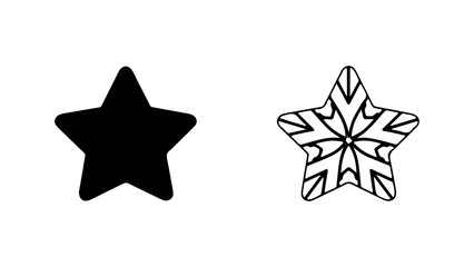 Star shapes with outline and solid fill with transparent background