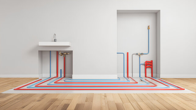 Underfloor heating in the house.