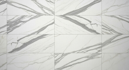 Elegant White Marble Tiles with Striking Veining and Sparkle Accents