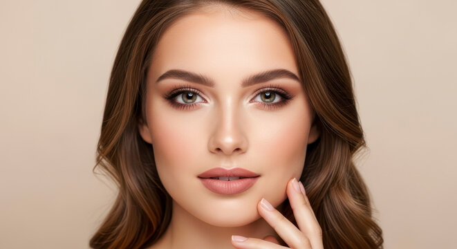 Beautiful Woman With Natural Makeup And Wavy Hair