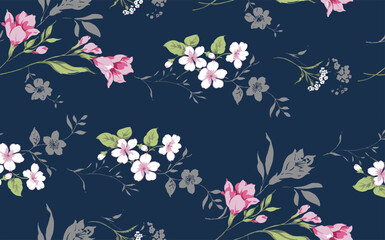 Seamless Floral Pattern Background - Botanical Textile Design