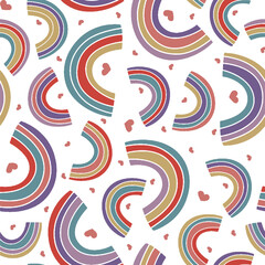 Pixel Art Rainbow Pattern with Hearts - Colorful Digital Design