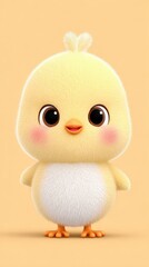 Adorable Fluffy Yellow Chick Cartoon Illustration