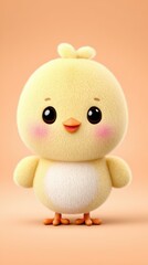 Adorable Fluffy Yellow Chick Cartoon Illustration