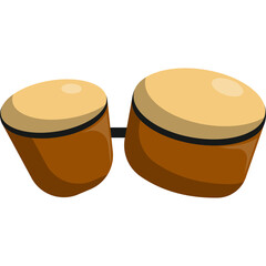 Pair Of Wooden Bongos With Light Brown Drum Heads And Dark Brown Cylindrical Shells Isolated On A White Background Representing Percussion Instruments