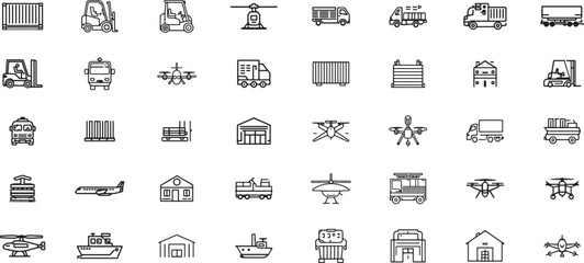 transport icons, shipping vector, delivery truck, cargo ship, freight symbol, airplane transport, logistic service, supply chain, import export, travel route