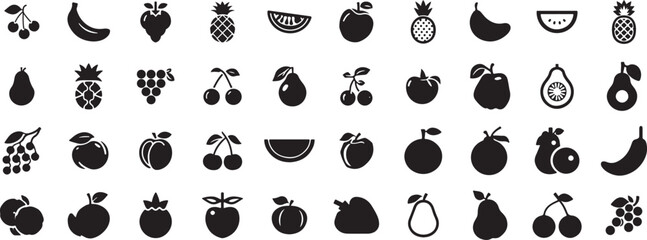 fruit icons, food vector, healthy nutrition, organic fruits, tropical fruit, vitamin design, diet food, fresh produce, vegetarian symbol, natural health