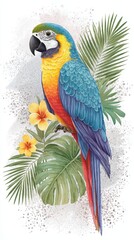 Vibrant Macaw Parrot in Tropical Foliage