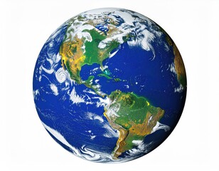 Earth view Americas, clouds swirl. Detailed. Sphere