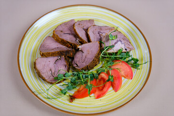 Processing and marinade with aromatic spices with salt of pork meat, preparation of pork neck meat for cooking on kebabs. the process of preparing baked pork neck