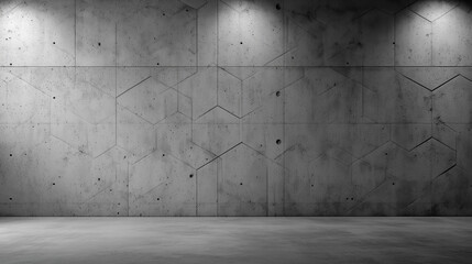 Blank Gray Concrete Wall with Subtle Hexagon Pattern Background